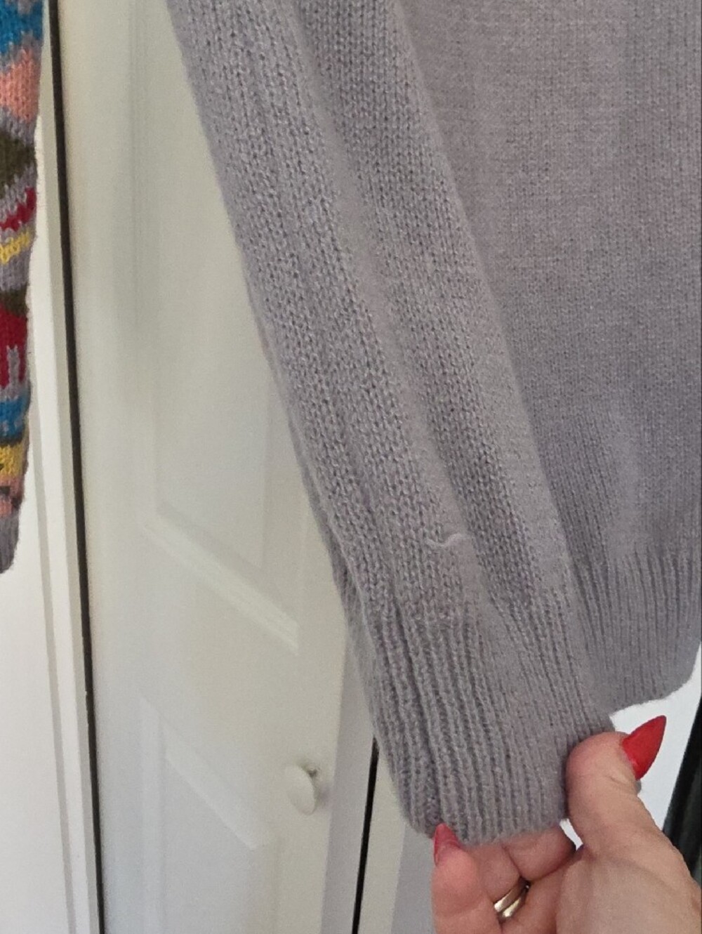 Vintage Light Gray Fair Isle Crewneck Sweater with Multicolor Yoke - Picture 7 of 8